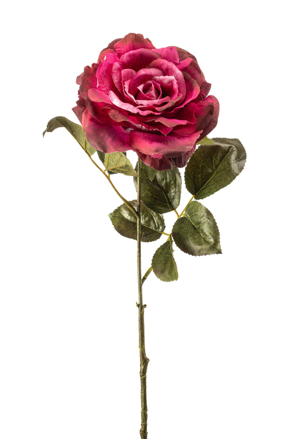 Artificial rose pascal - 1 stem - fuchsia red