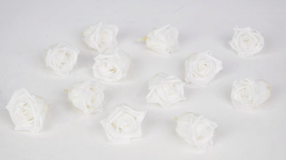 Preserved roses Kiara  2 cm - 12 rose heads - Pure white